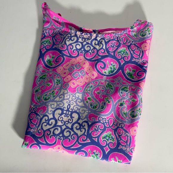 Lily Pulitzer Behind the Gates Iona Shell Top Silk Button Back Pink Purple Sz XS - Picture 6 of 16
